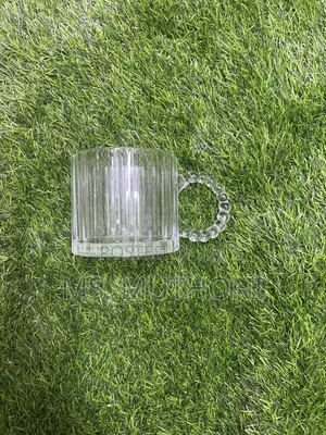 6 Embossed Vintage Transparent Glass Cup