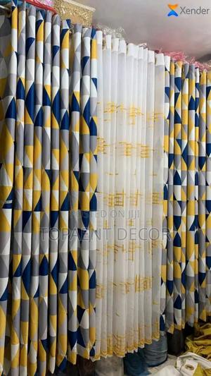 Patterned Yellow Curtains and Matching Sheer - main view