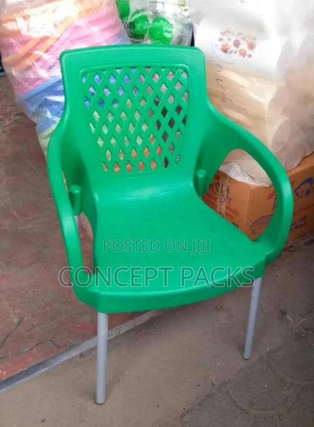 Safaricom Green Strong Chair With Metal Tubing Legs.