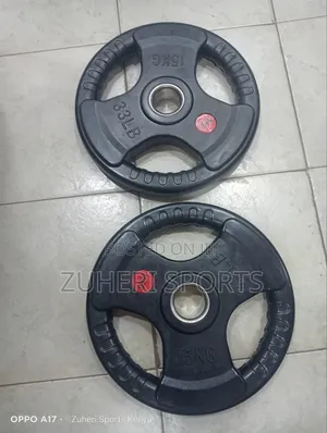15kg Olympic Plates Trigrip Handle Rubber Coat
