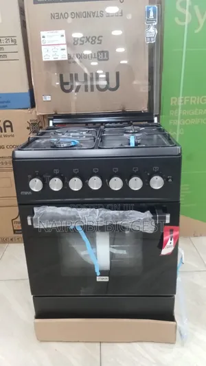 Mika 60by 60 Black 3gas+1 Electric Plate and Oven Cooker