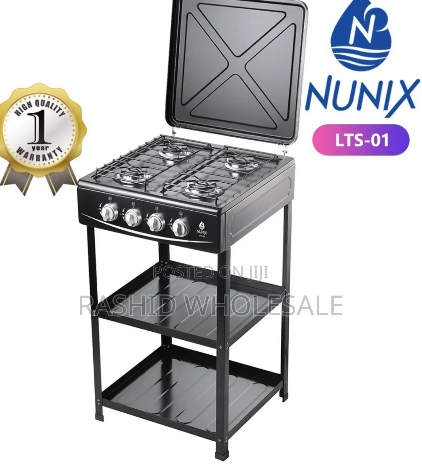 Cooker With Shelves. Four Burner