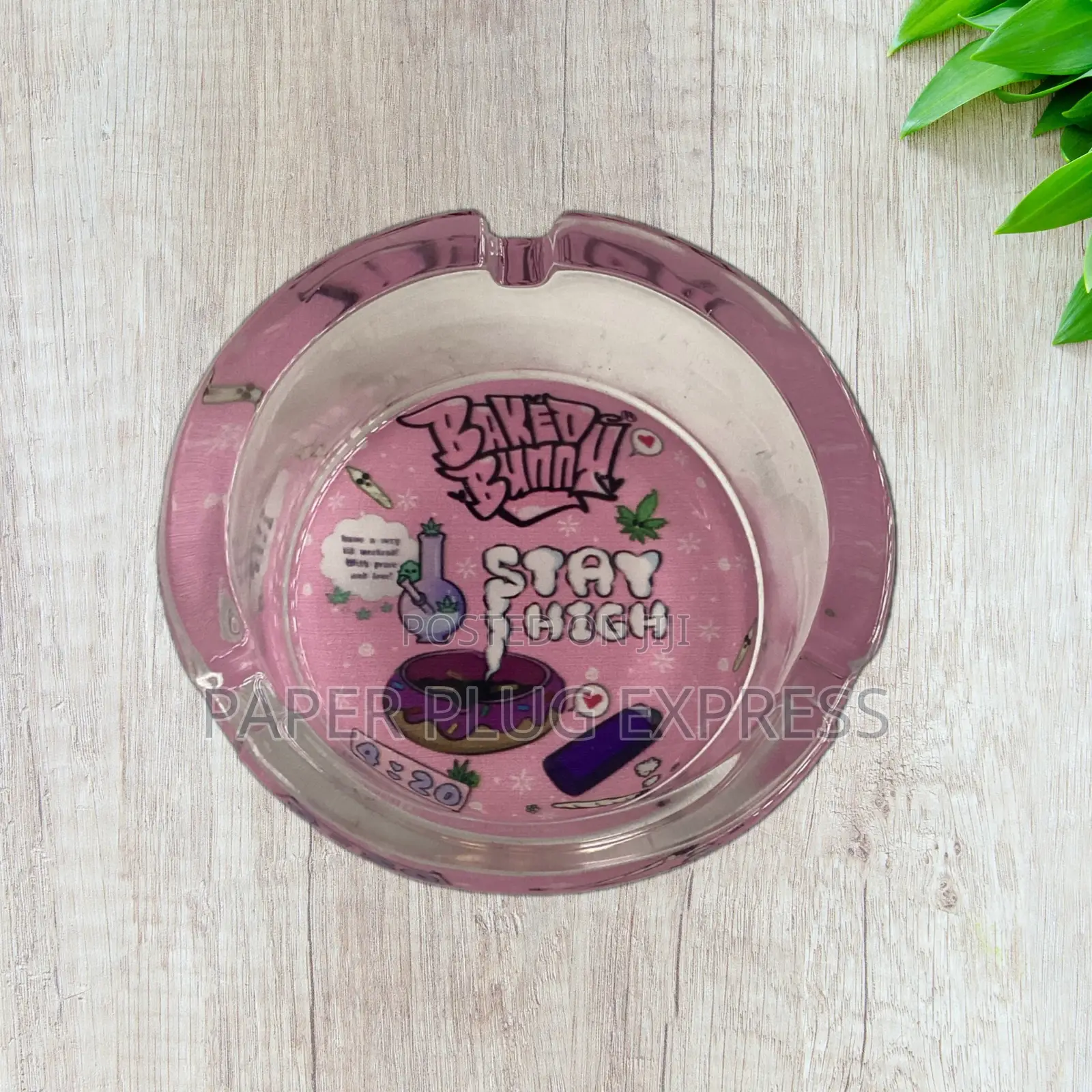 Baked Bunny Art Round Glass Ashtray 85mm