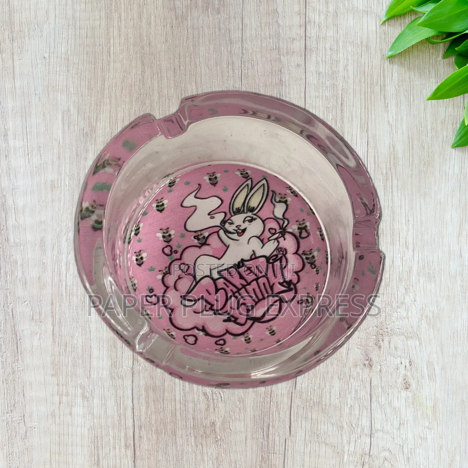 Baked Bunny Art Round Glass Ashtray 85mm