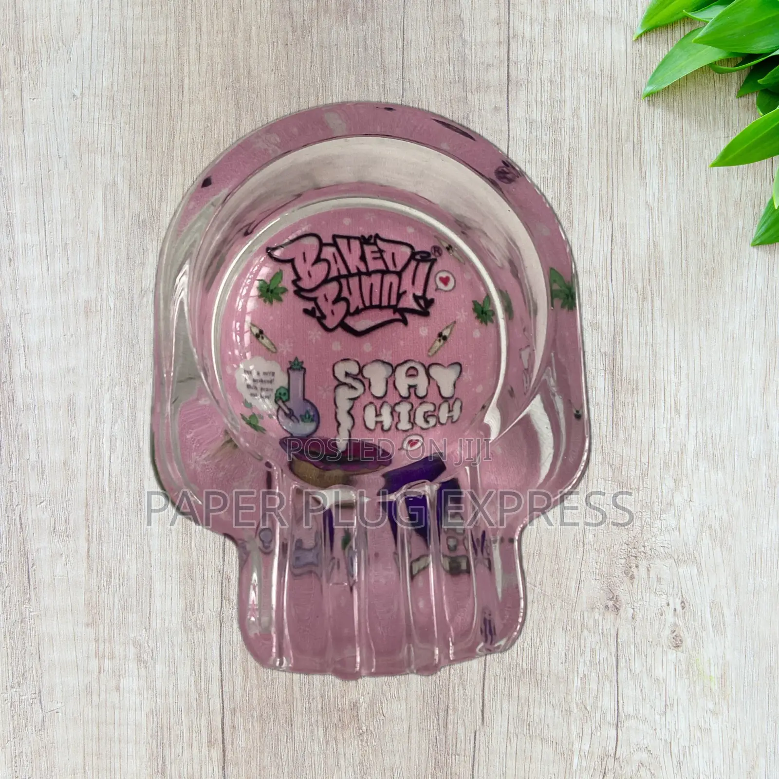 Baked Bunny Skull Art Glass Ashtray 95mm