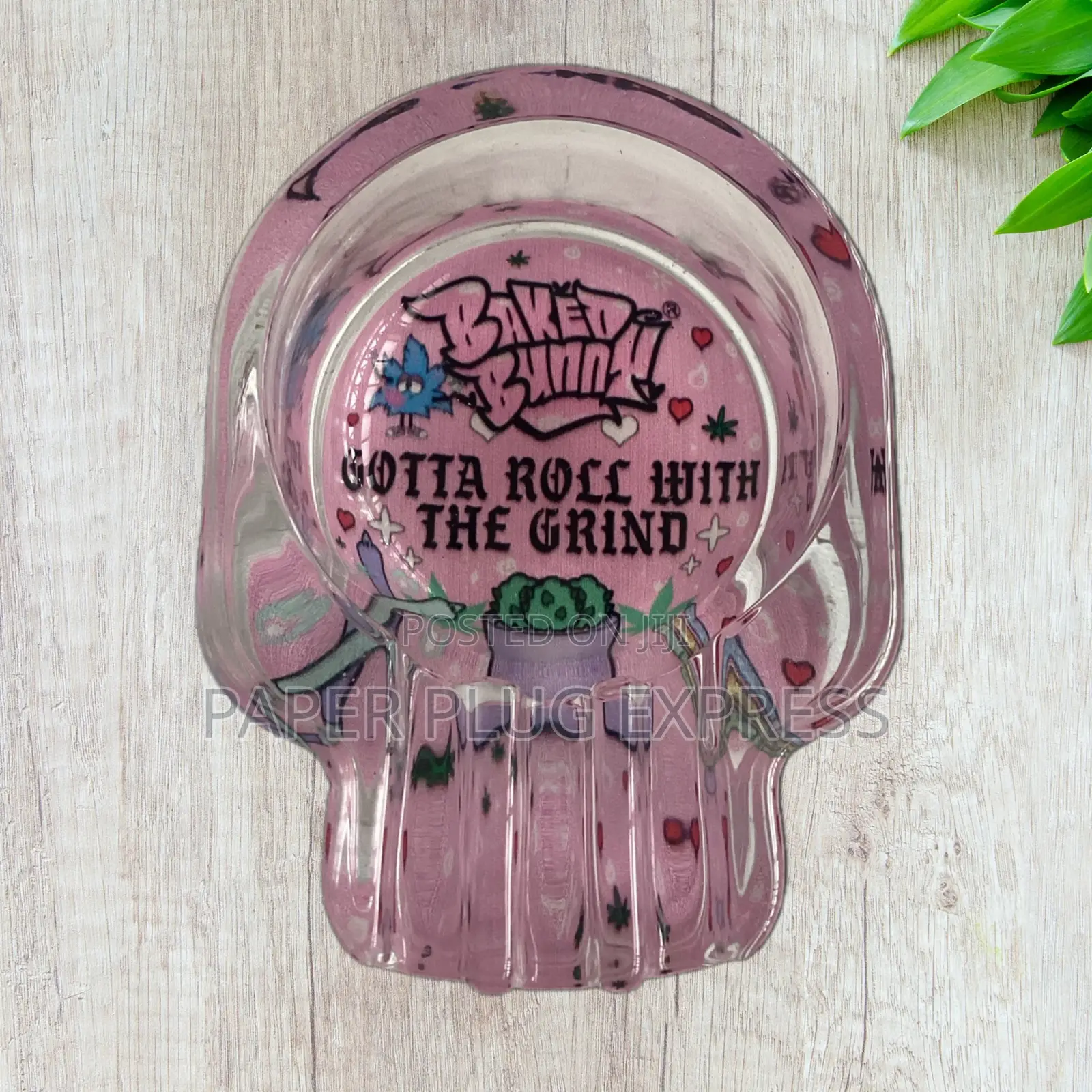 Baked Bunny Skull Art Glass Ashtray 95mm