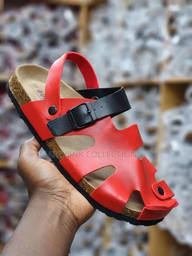 Cork Closed Leather Sandals - thumbnail 2