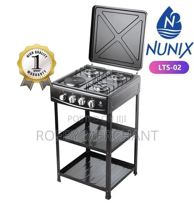 Nunix 4 Burner Automatic Ignition Gas Cooker All Gaswith She