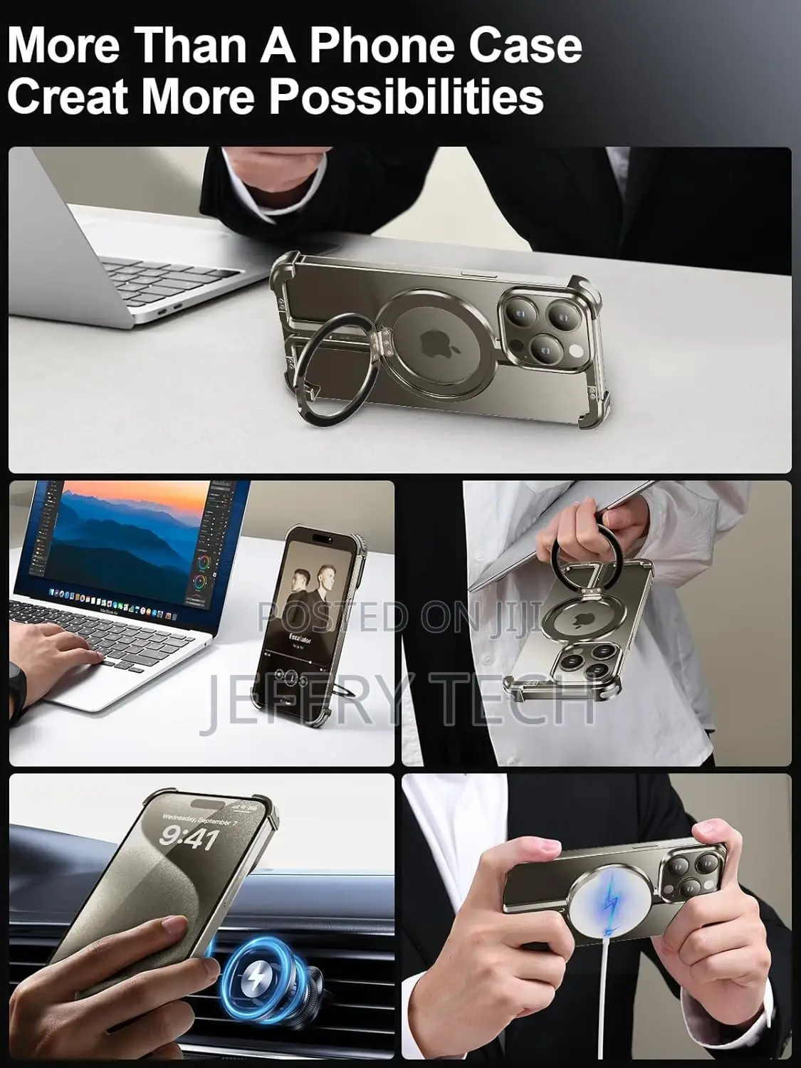 Natural Titanium Frameless for iPhone 15 Promax Case With Ma