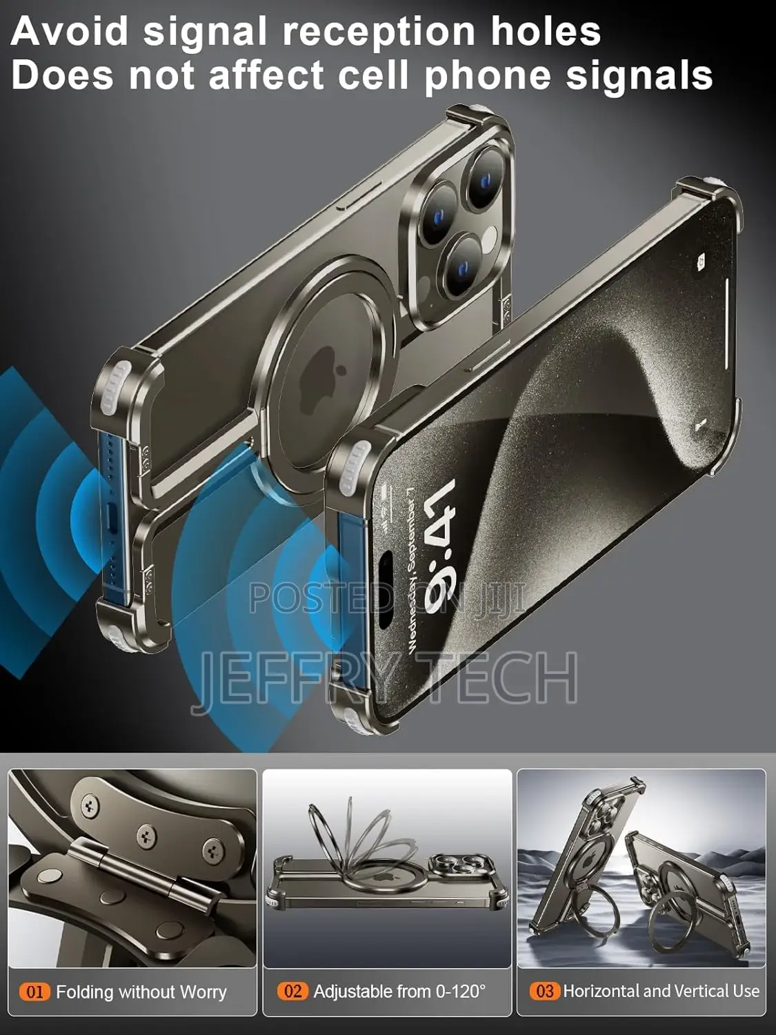 Natural Titanium Frameless for iPhone 15 Promax Case With Ma