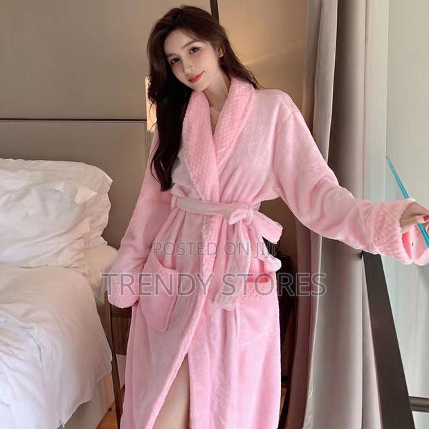 Pink Waffle Colar Bathrobe - main view