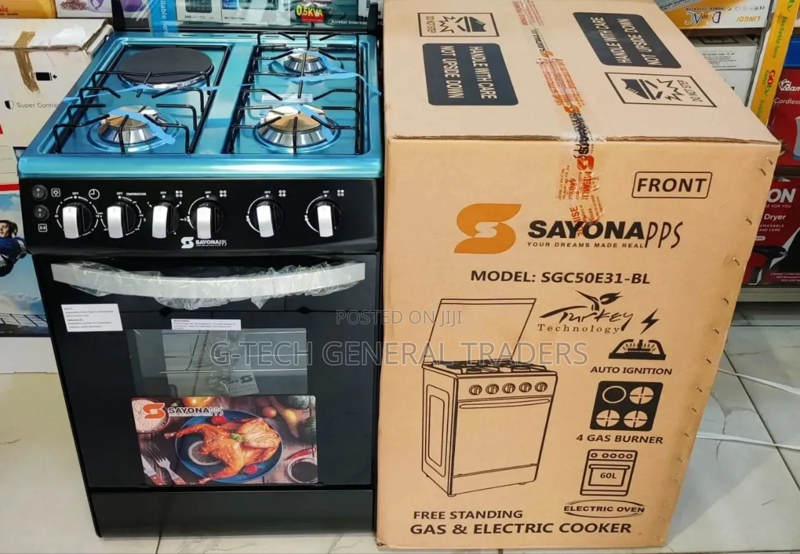 Cooker!Sayona 3gas+1hot Plate 50*55 Oven Cooker