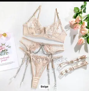 Beige Garter Lingerie Set