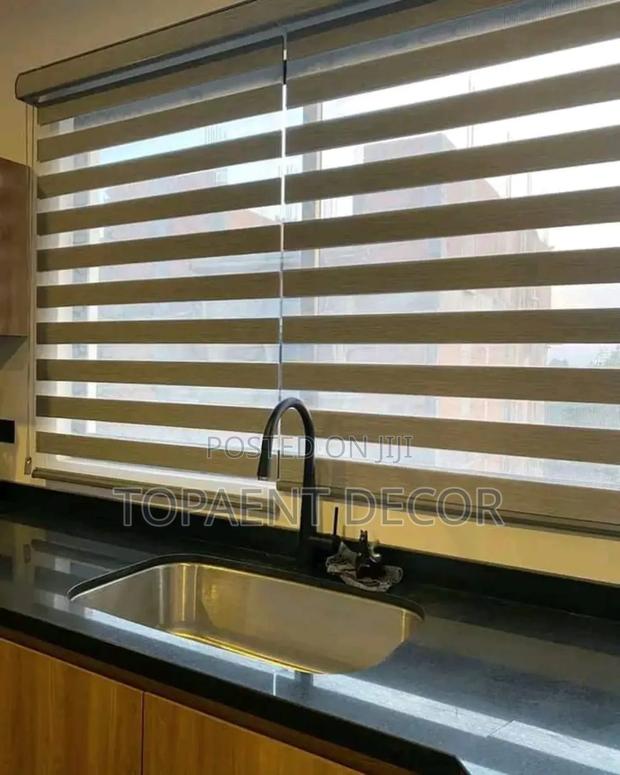 Beige Horizontal Kitchen Window Blinds