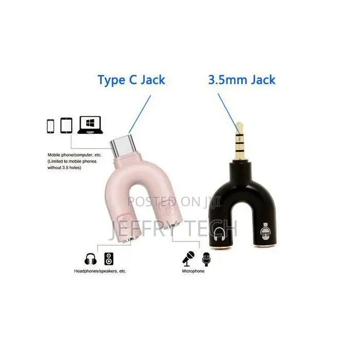 U Type Adapter Dual Type C3.5 MM Headphone Plug Audio Cables