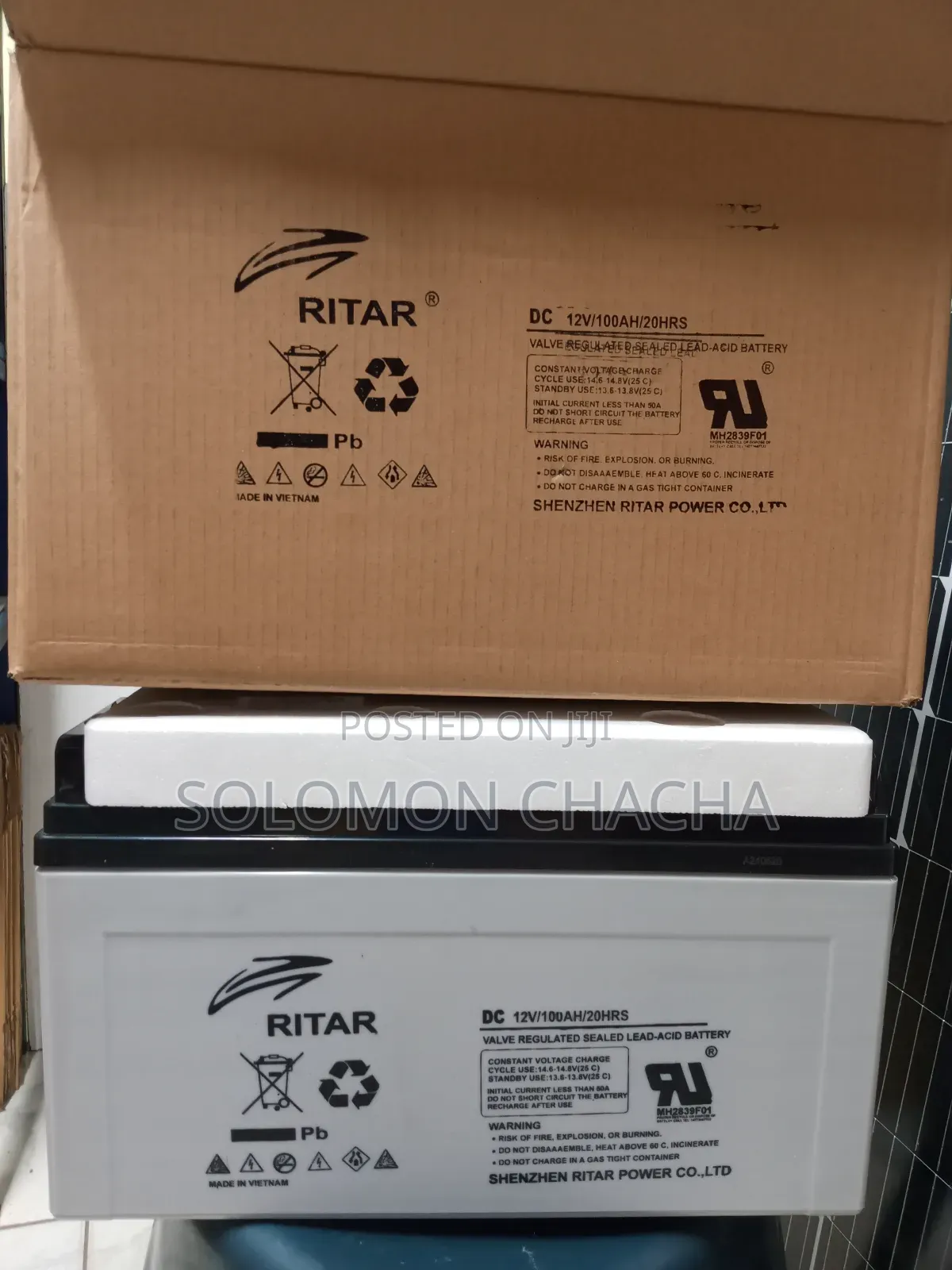 Heavy Duty Ritar 100ah 12v 20hrs Solar Battery Made Vietnam