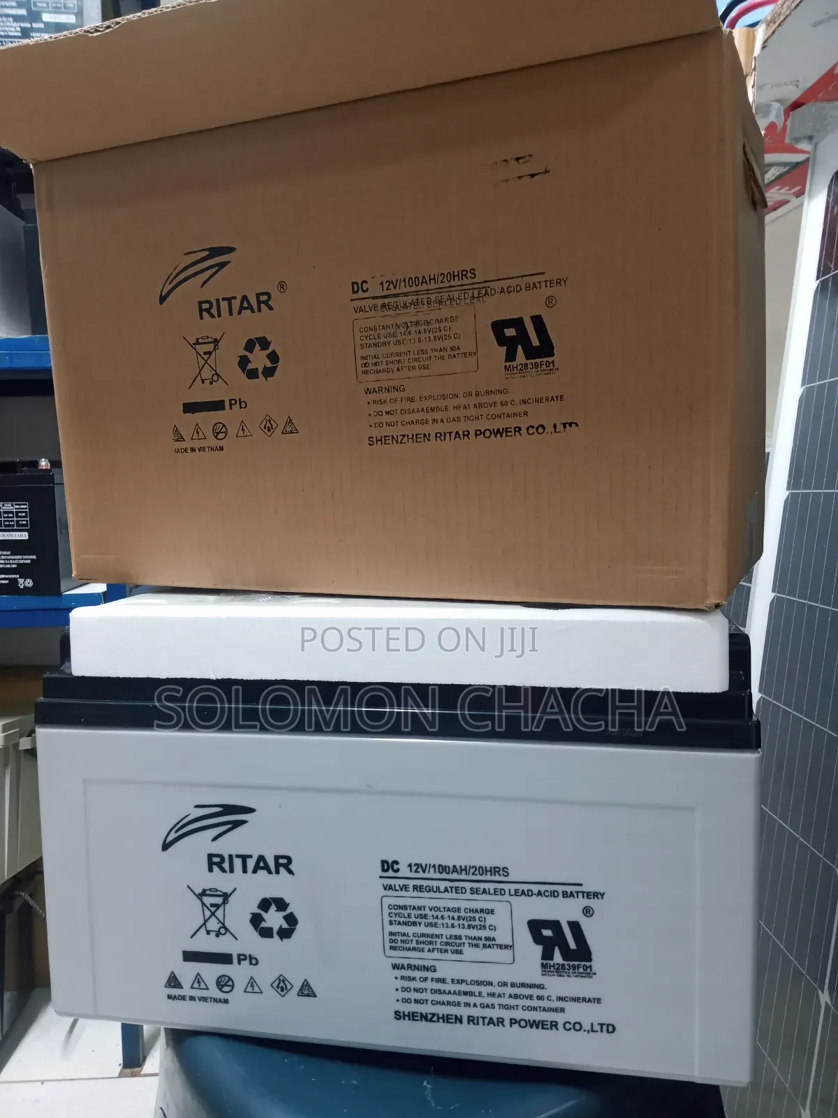 Heavy Duty Ritar 100ah 12v 20hrs Solar Battery Made Vietnam