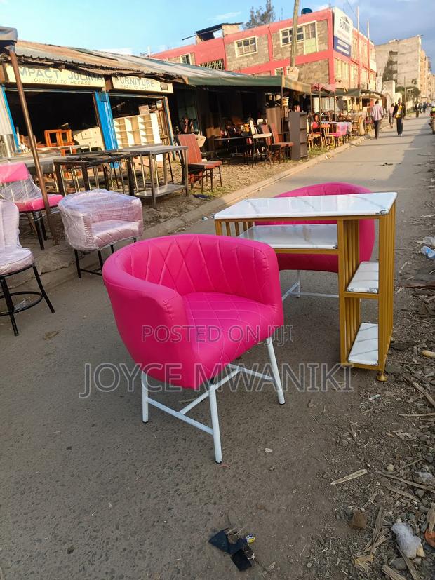 Manicure Set, Pink Seats and Marble Table , - main view
