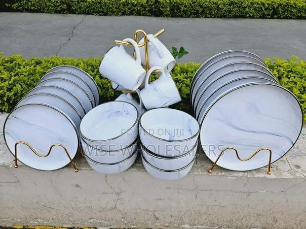 *24pc NEW Marble Finish Ceramic Dinner Set*