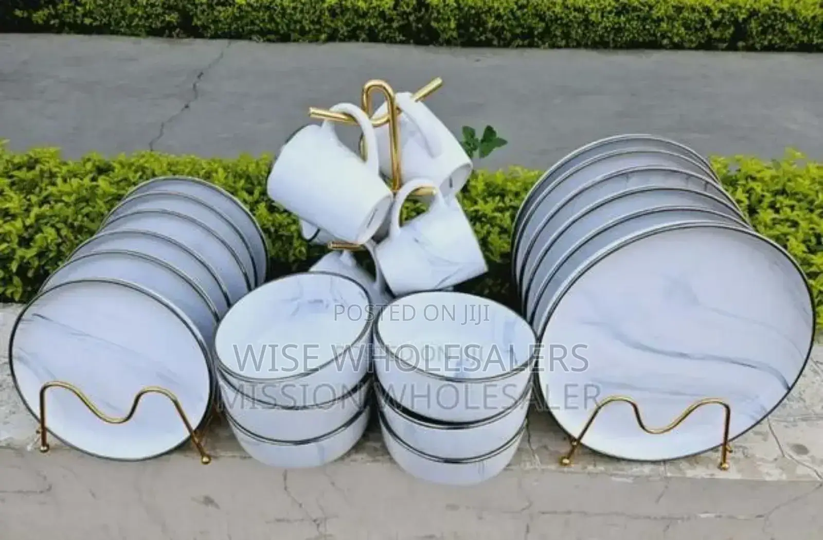 *24pc NEW Marble Finish Ceramic Dinner Set* "
