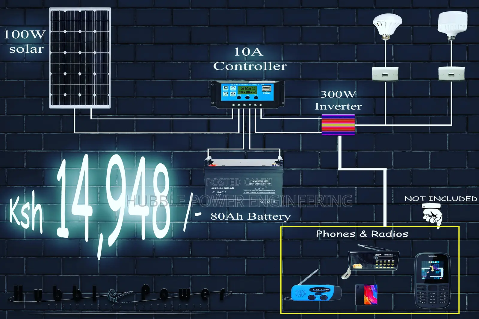 100w Solar System Full Kit