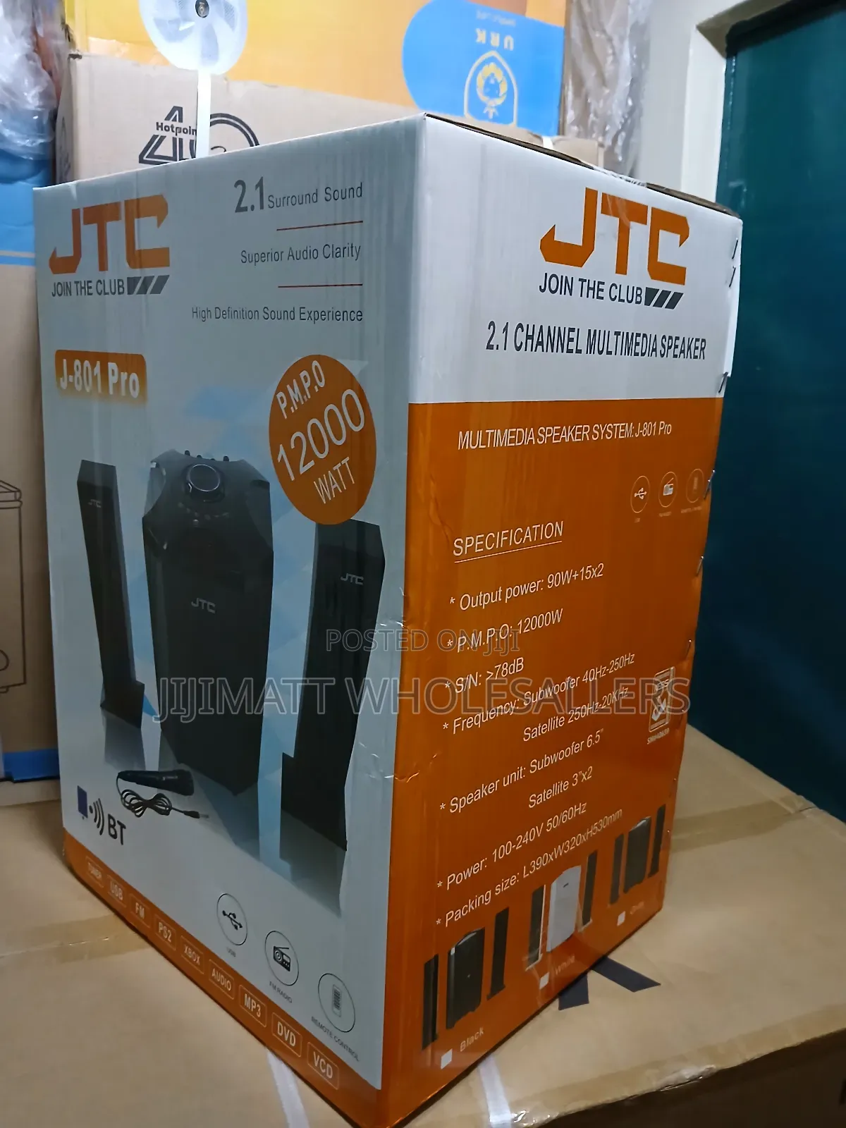 JTC 2.1ch Hometheatre-Bt/Usb-12000w-System With Microphone.