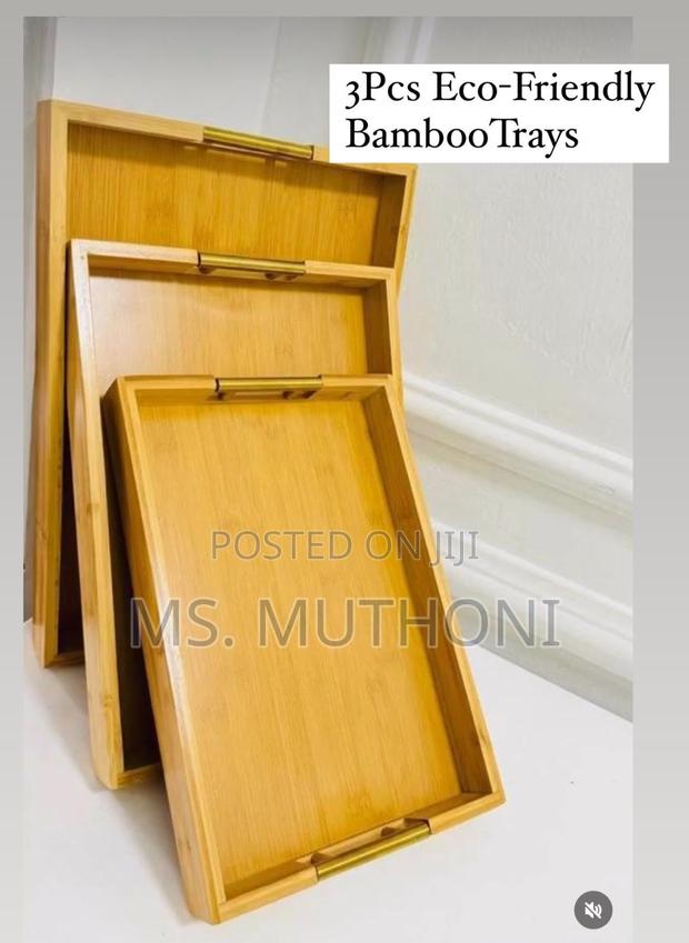 3pcs Eco-Friendly Bamboo Trays - thumbnail 2
