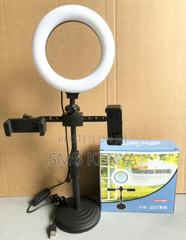 Dual Phone Holder Ring Light Phone Stand - main view