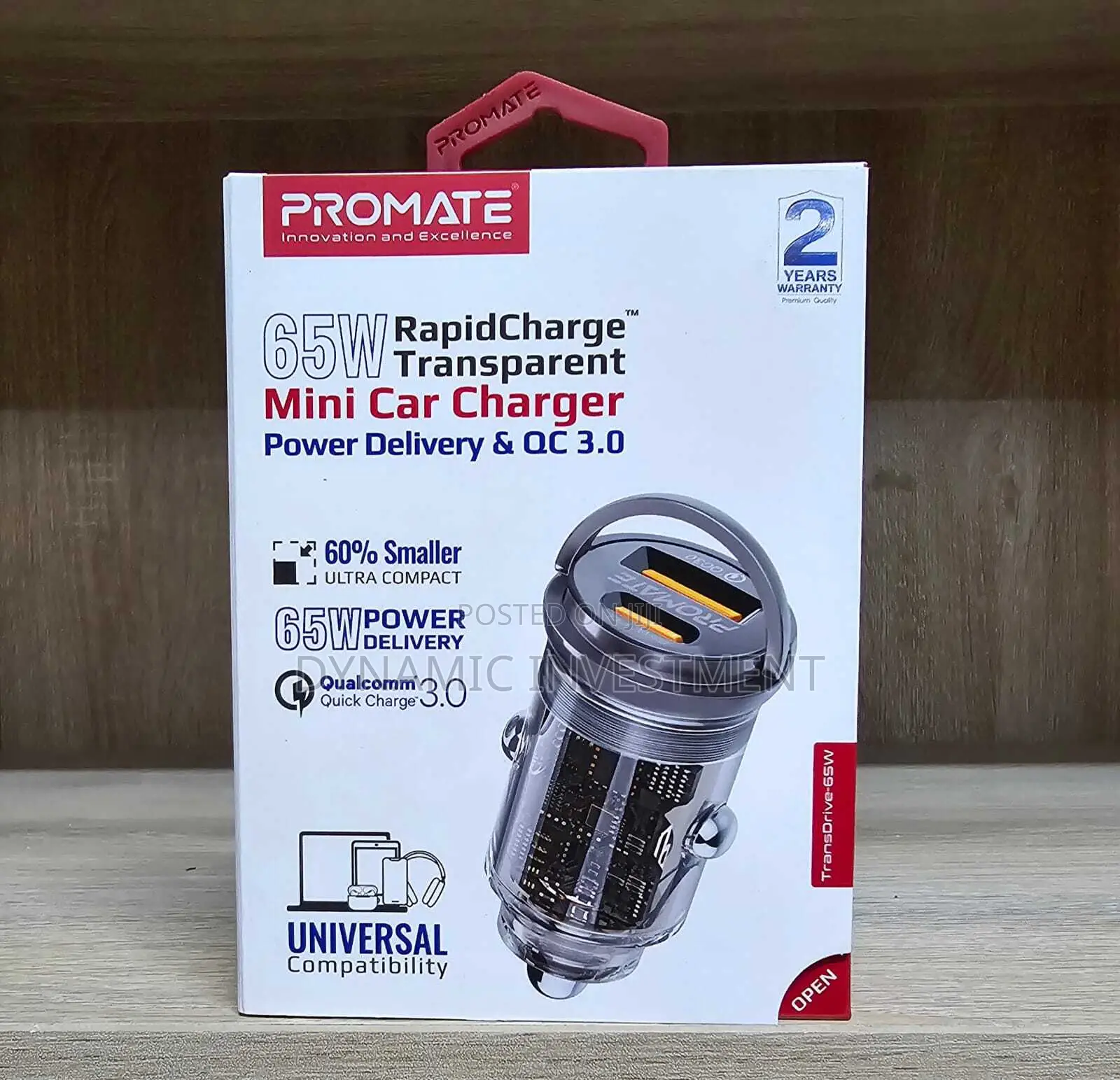 Promate 65W Rapidcharge Transparent Mini Car Charger – Trans