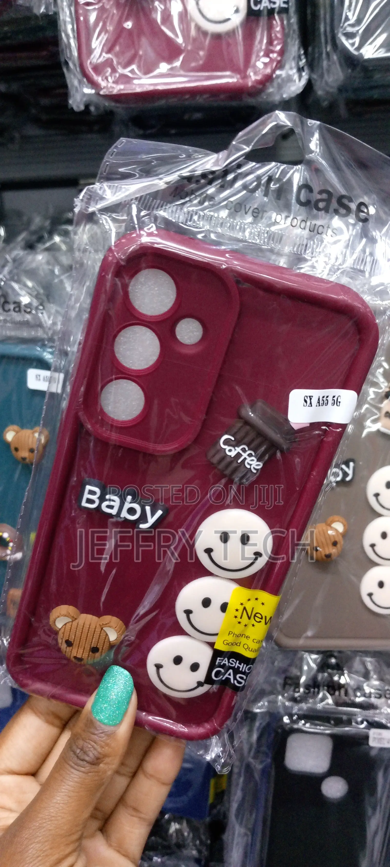 Red Samsung Galaxy A55 5G,Cute New Curly Wave Frame Cartoon