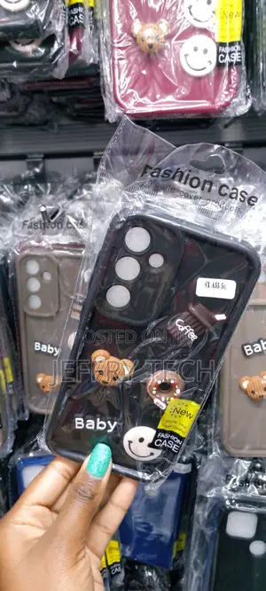 Black Back Cover for Samsung Galaxy A55 5G, 3D Cute Cartoon
