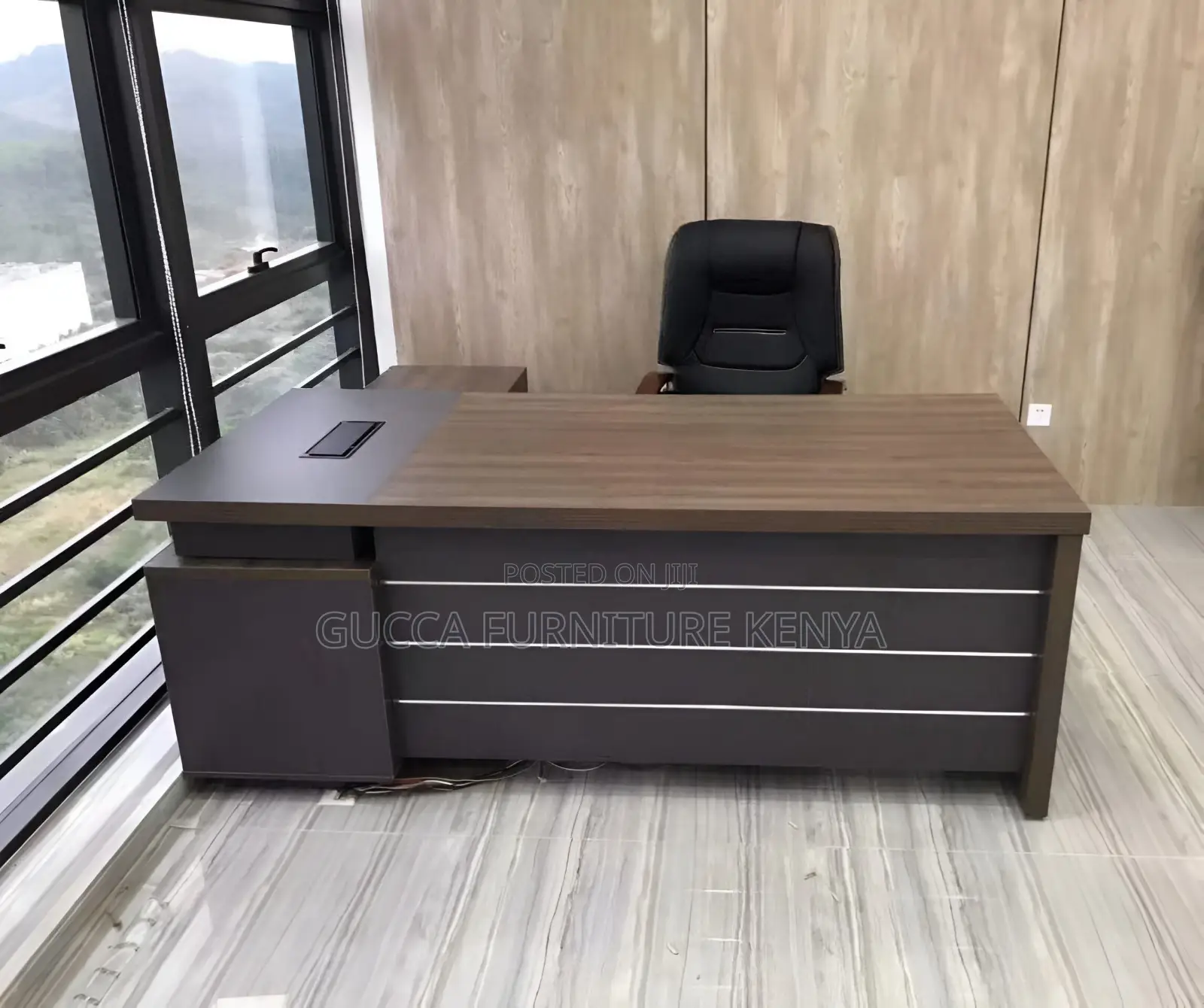 1600mm Modern Grey Oak Veneer Executive Desk