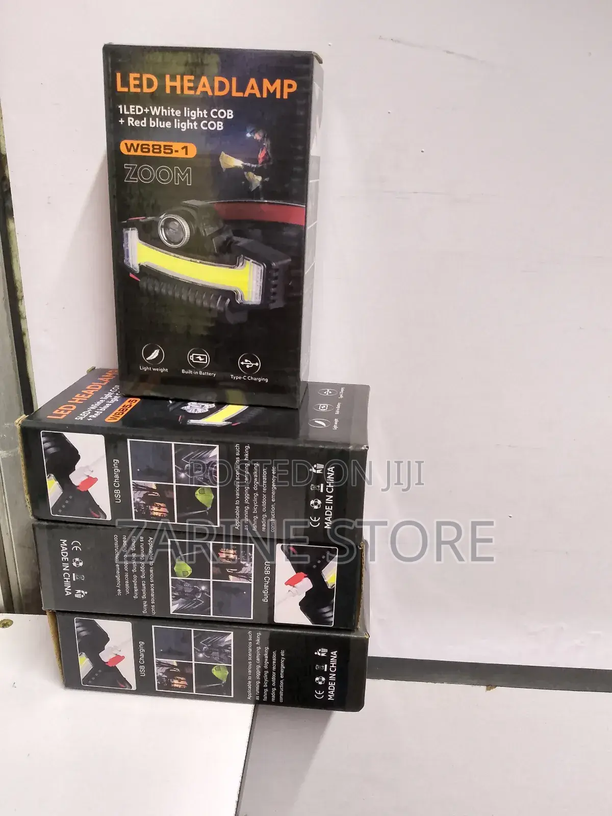 Led Headlamp With White Red Blue Light, Zoom Light, Cable