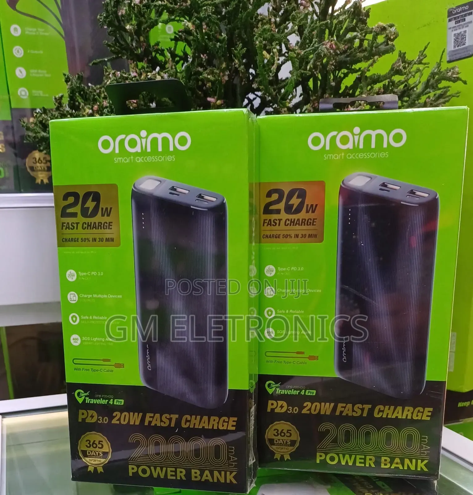 Oraimo Traveler 4 Pro 20000mah 20w Power Bank.(Black)