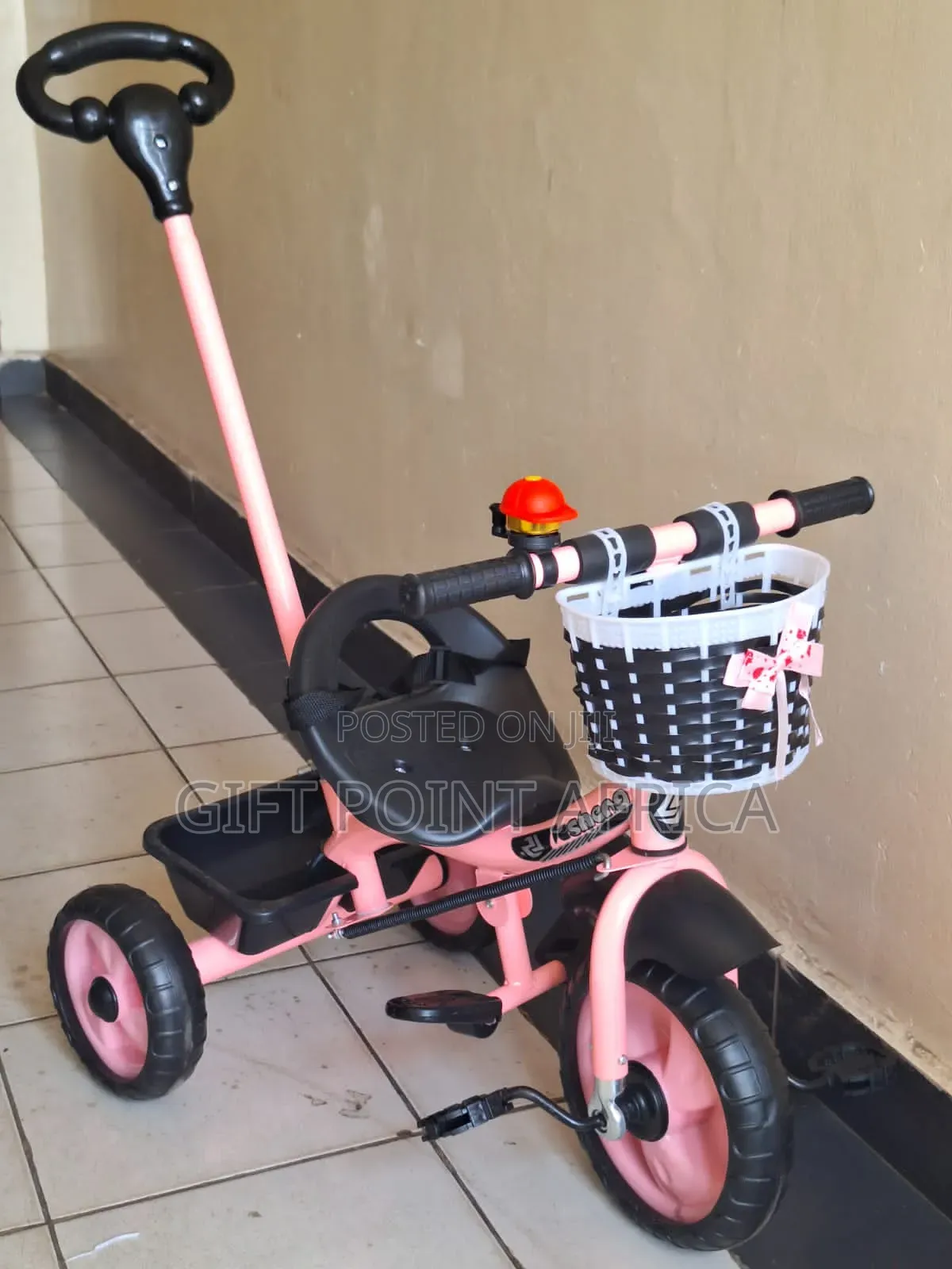 Push Handle Kids Tricycle in Pink