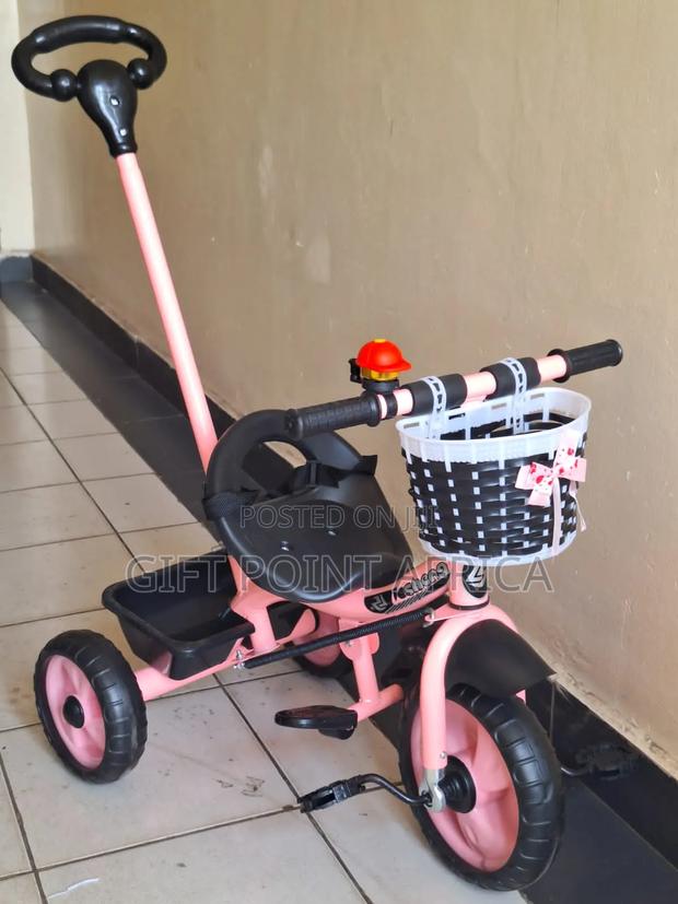 Push Handle Kids Tricycle in Pink - main view