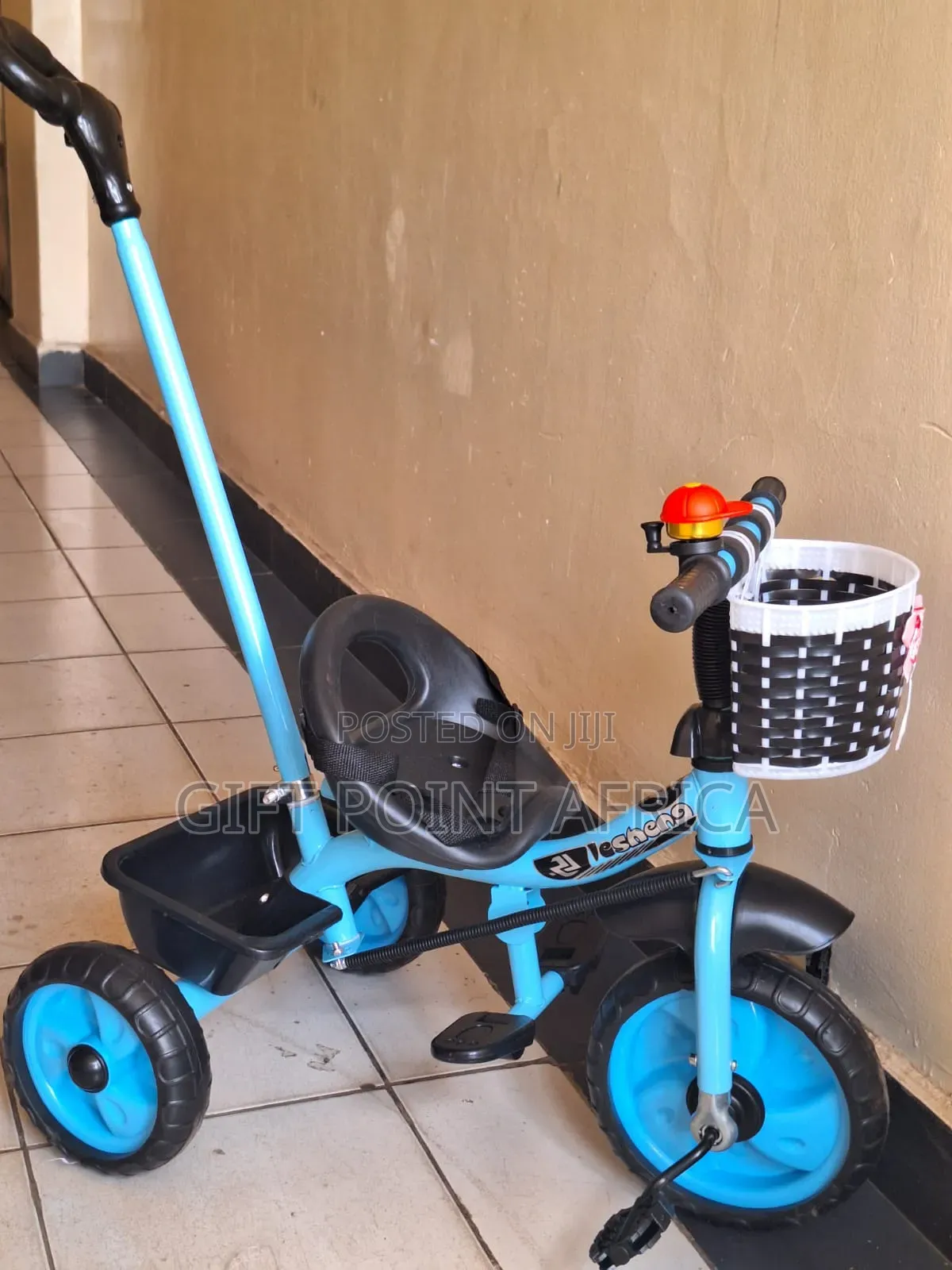 Blue Push Handle Tricycle for Kids