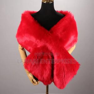 Red Faux Fur Shawl - thumbnail 2