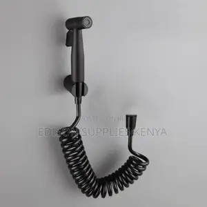 Black Shattaf Arabic Shower Bidet Nozzle Wt Spiral Flex Pipe
