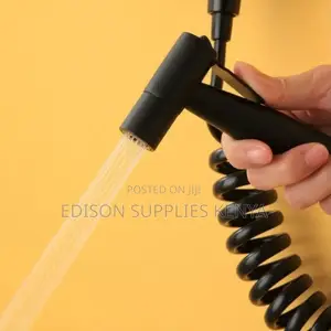 Black Shattaf Arabic Shower Bidet Nozzle Wt Spiral Flex Pipe