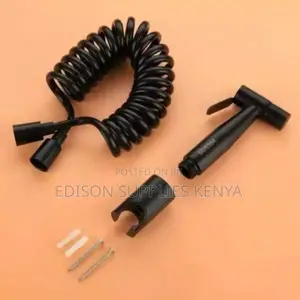 Black Shattaf Arabic Shower Bidet Nozzle Wt Spiral Flex Pipe