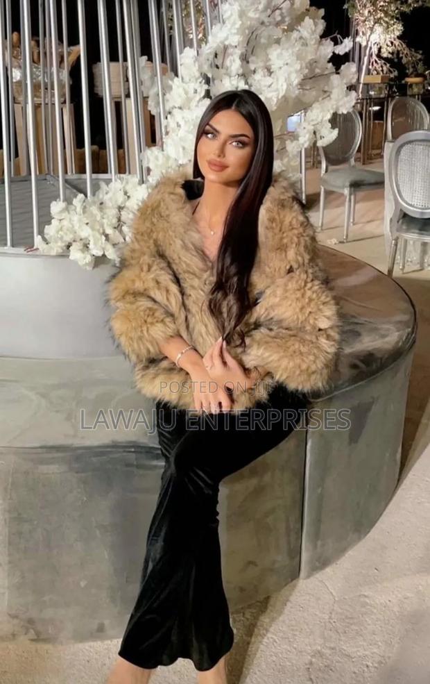 Brown Faux Fur Shawl - main view