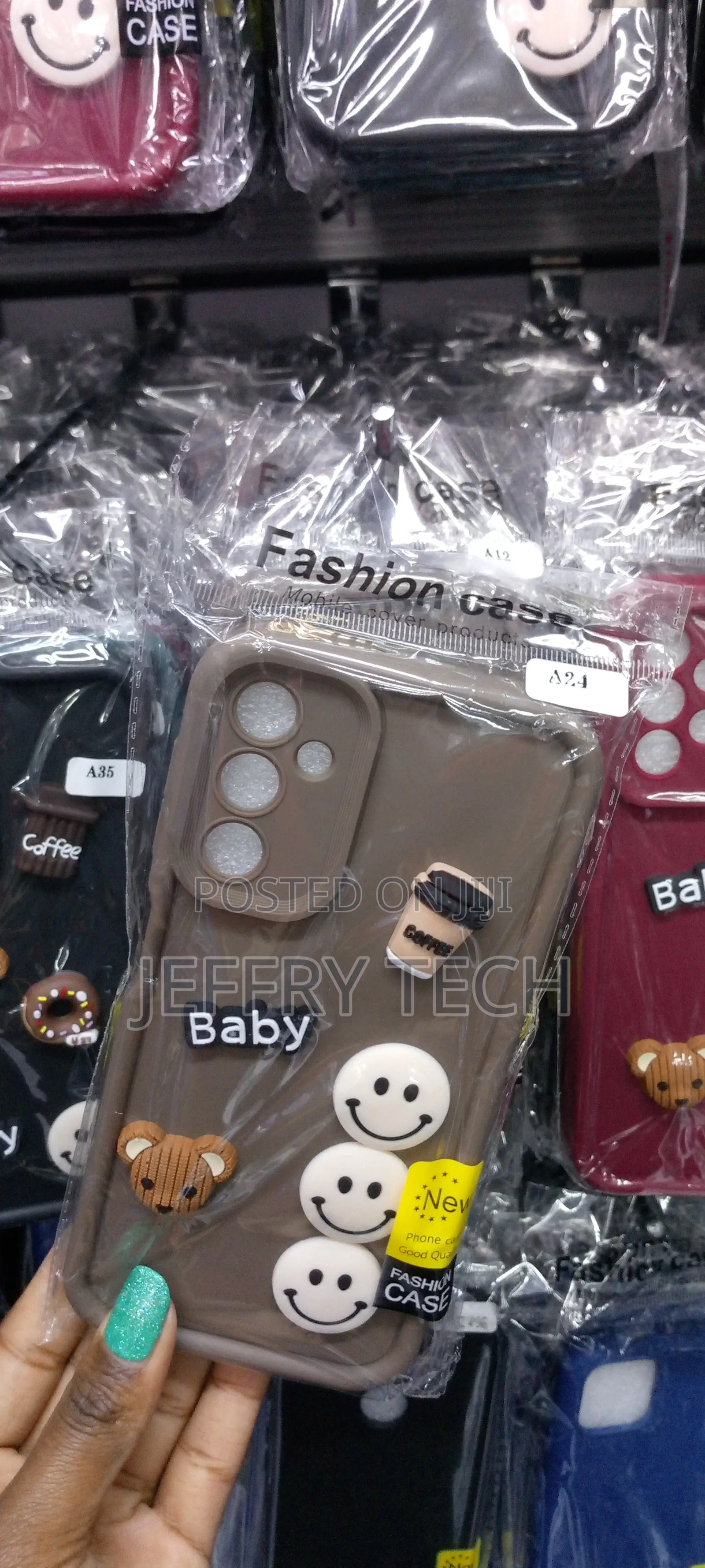 Brownsamsung Galaxy A24curly Wave Frame Cartoon Characters