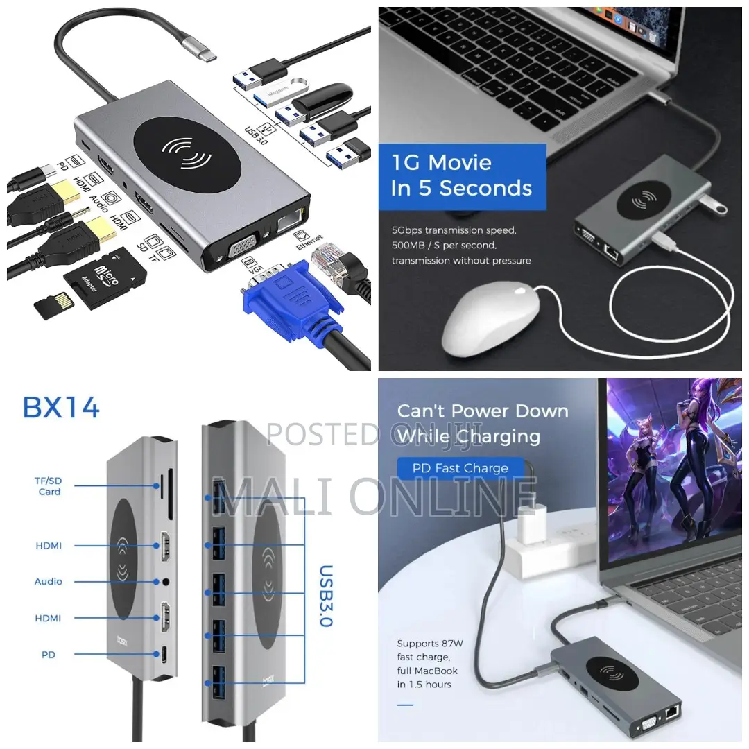 USB-C Hub Docking Station Adapter Type-C 14 in 1 Hub