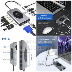 USB-C Hub Docking Station Adapter Type-C 14 in 1 Hub