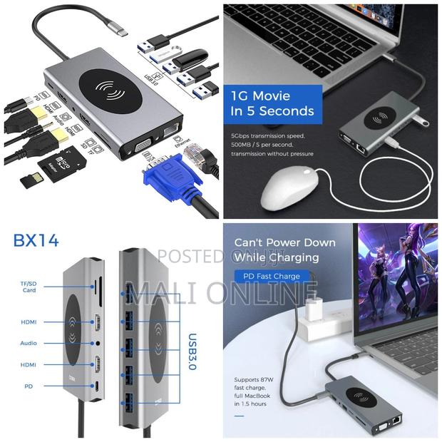 USB-C Hub Docking Station Adapter Type-C 14 in 1 Hub
