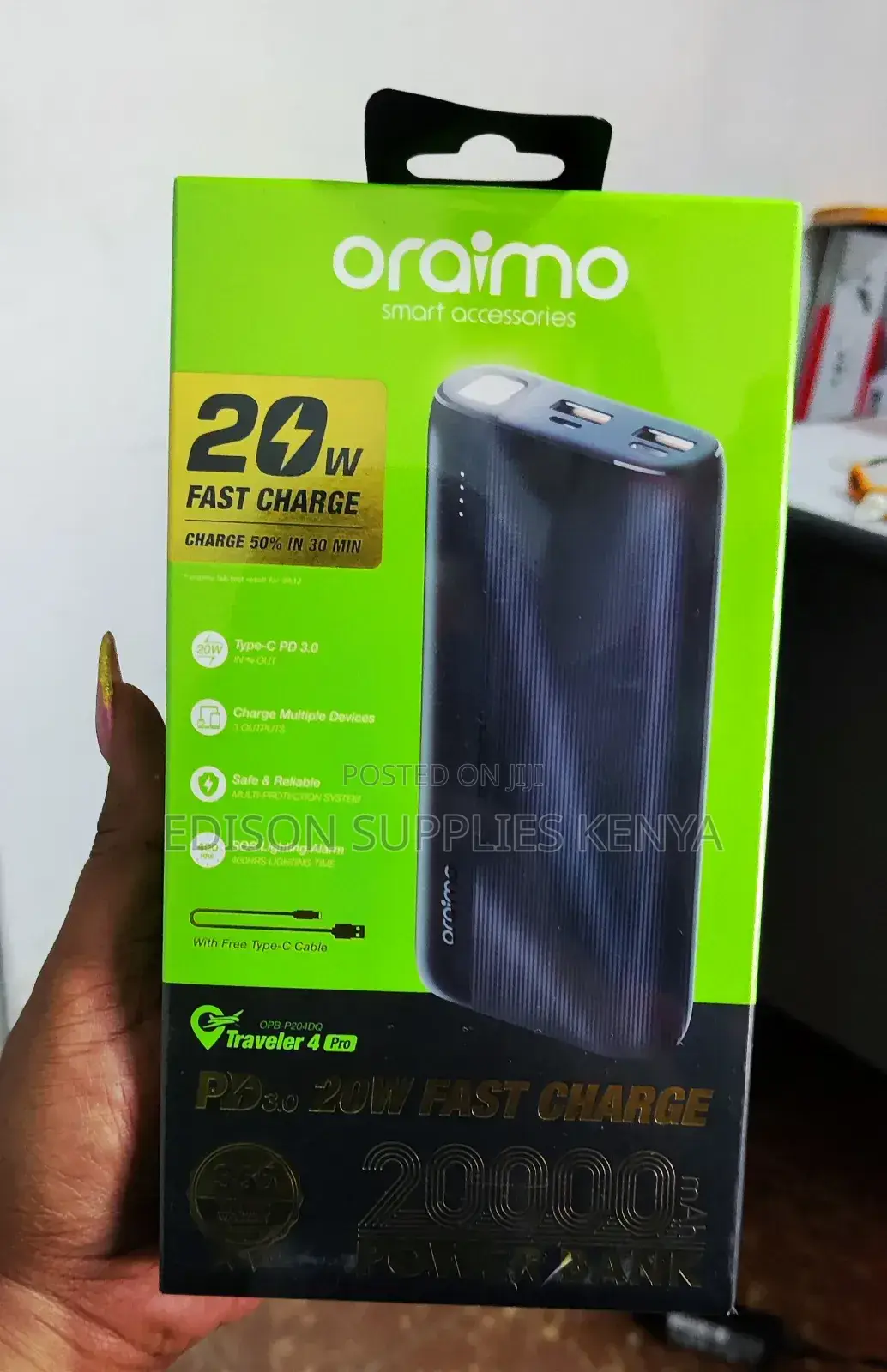 Powerbank 20000MAH Oraimo 4pro Fast Charging Powerbank 20W