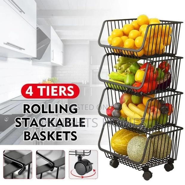 Metallic 4 Layer Trolley Mesh Rack(Pa)