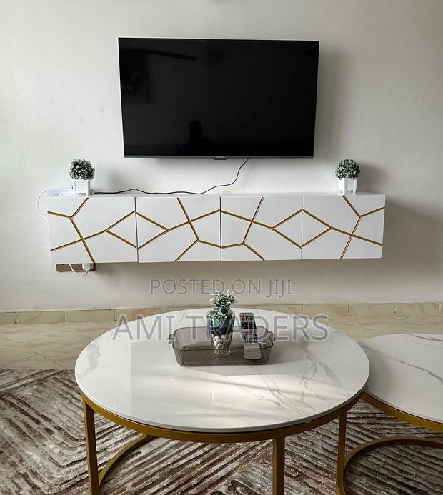 Golden White Floating Tv Stand
