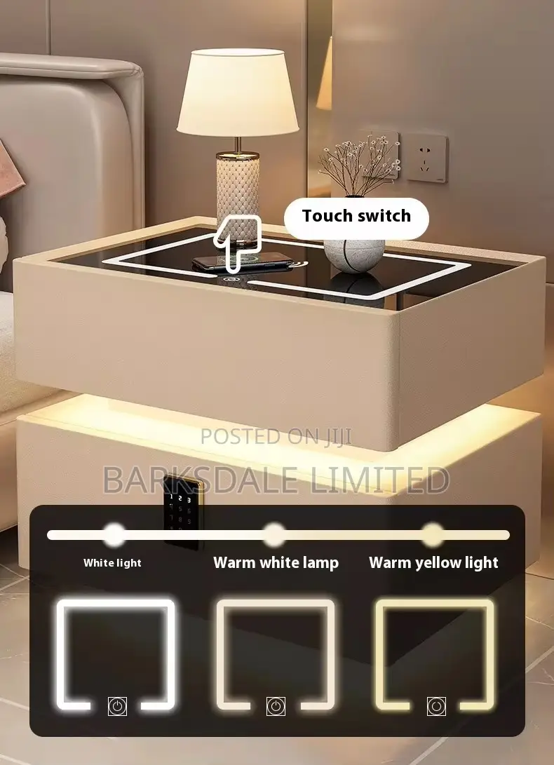 Bedside Table Drawer Led Light Bluetooth Speaker Lock Code